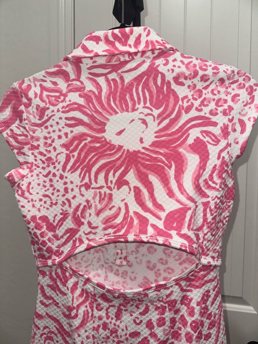 Lilly Pulitzer Pink White Rayna Cut Out Back Polo Mini Dress Capped Sleeve Sz XS - Picture 9 of 16